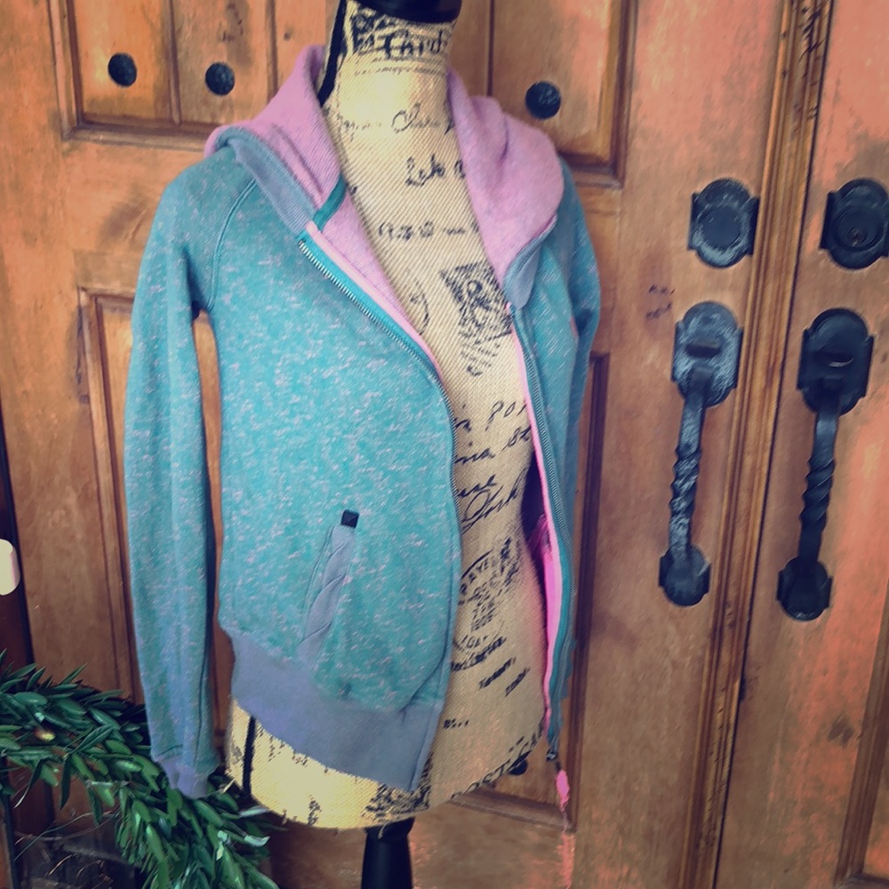 Hurley Green/Pink Sweatshirt Hoodie Size Small